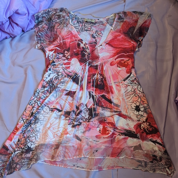 One World Floral Blouse NWOT Sz Med - Picture 11 of 12